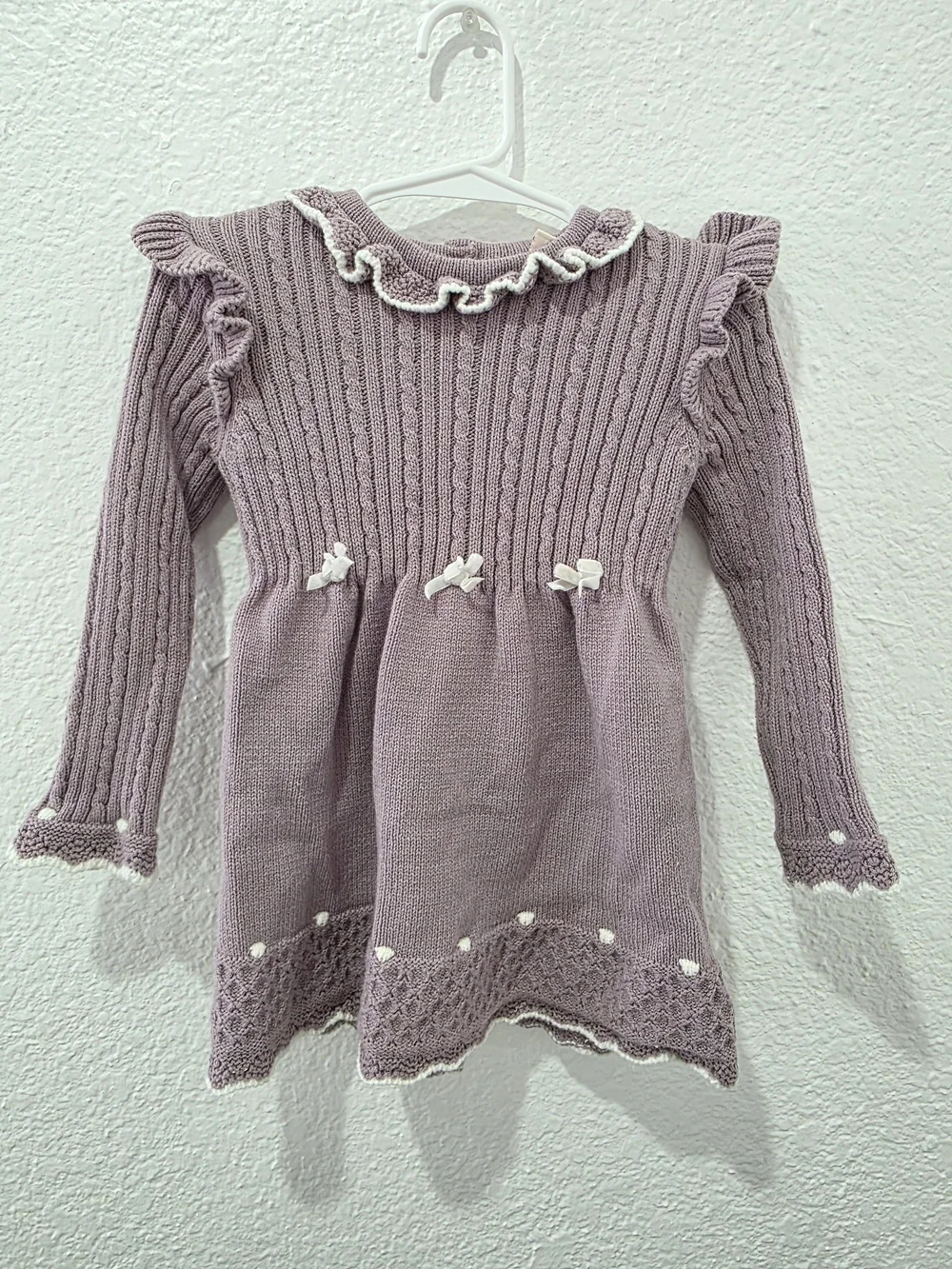 Cynthia Rowley Lavender Knit Ruffle-Trim Dress 2 Pieset Set